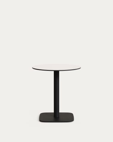 Tavolo rotondo per esterno Dina bianco con gamba in metallo rifinita in nero Ø 68x70 cm