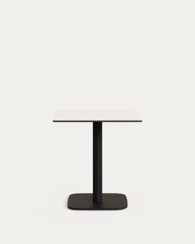 Tavolo per esterno Dina bianco con gamba in metallo rifinita in nero 68 x 68 x 70 cm