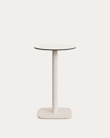 Tavolo alto rotondo per esterno Dina bianco gamba di metallo rifinita in bianco Ø 60 x 96 cm