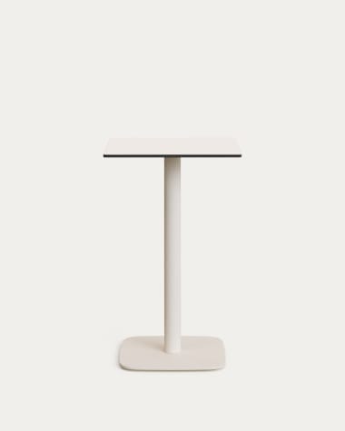 Tavolo alto per esterno Dina bianco con gamba di metallo rifinita in bianco 60x60x96 cm