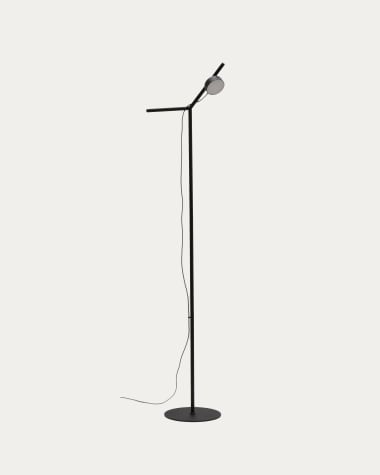 Orey black metal floor lamp with multi-position spotlight