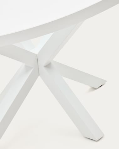 Argo round table with white melamine top and white-finished steel legs, Ø120 cm