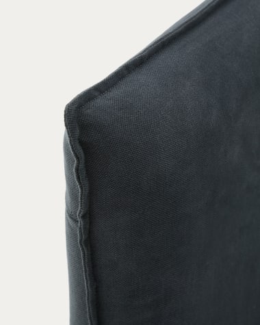 Anthracite grey linen and cotton Jaira headboard cover for a 180 cm bed