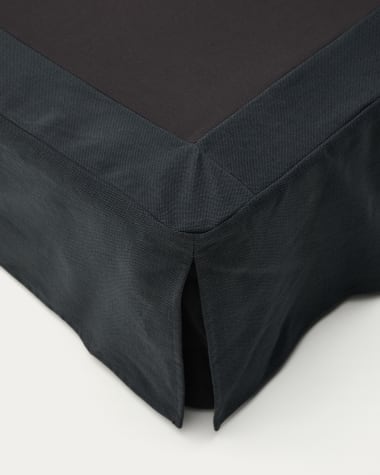 Base déhoussable Jaira en lin et coton gris anthracite pour matelas de 160 x 200 cm