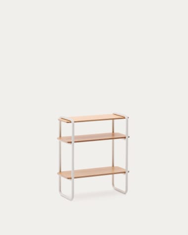 Tinn ash veneer shelf with a beige metal structure, 70 x 60 cm