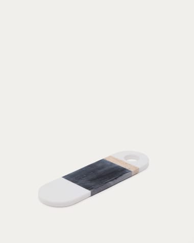 Nivol small serving board in black and white marble and travertine