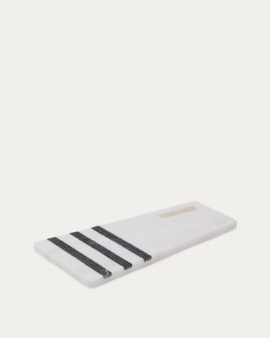 Tagliere da portata grande in marmo bianco e nero Nira