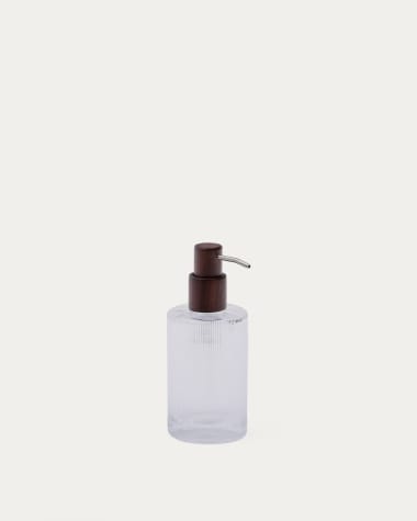 Doseador de sabão Arlem em vidro transparente e bambu