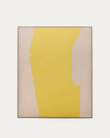 Quadro astratto Kelta in lino giallo dipinto a mano 140 x 170 cm