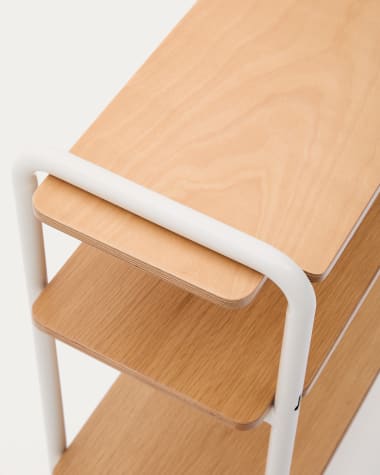 Tinn ash veneer shelf with a beige metal structure, 70 x 60 cm