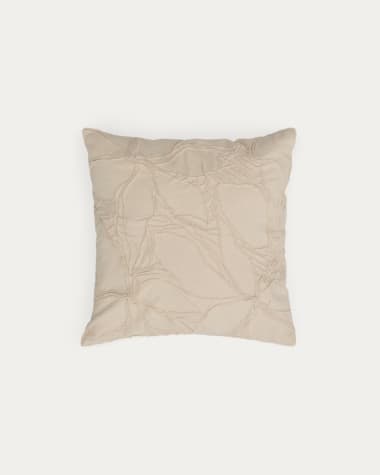 Kissenbezug Zira aus Baumwolle mit Blumendetail in Beige 45 x 45 cm