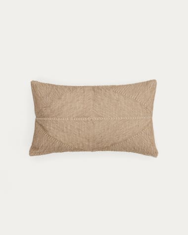 Kissenbezug Nayru aus 100 % Baumwolle mit Jutestickerei in Beige 30 x 50 cm
