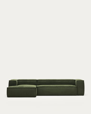 Blok 4-seater sofa with left chaise longue thick green corduroy 330 cm