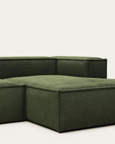 Blok 3-seater sofa with right chaise longue thick green corduroy 300 cm