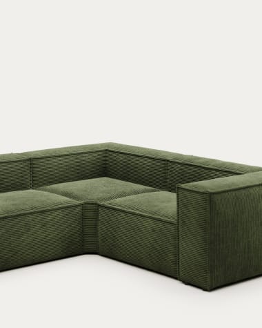 Blok 4-seater corner sofa thick green corduroy 320 x 230 cm / 320 x 230 cm