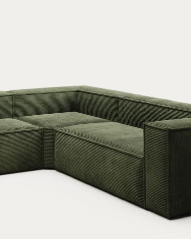Blok 5-seater corner sofa thick green corduroy 320 x 290 cm / 290 x 320 cm