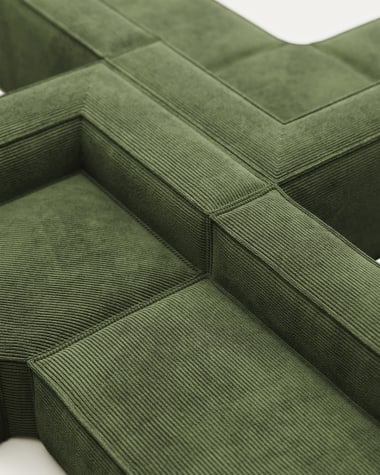 Blok 6-seater corner sofa thick in green corduroy 320 x 320 cm