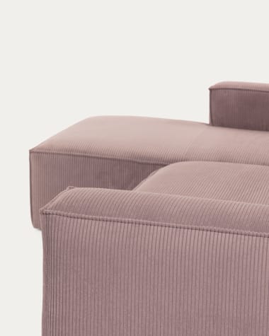 Blok 2-seater sofa with right chaise longue thick pink corduroy 240 cm