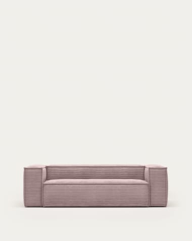 Blok 3-seater sofa thick in pink corduroy 240 cm