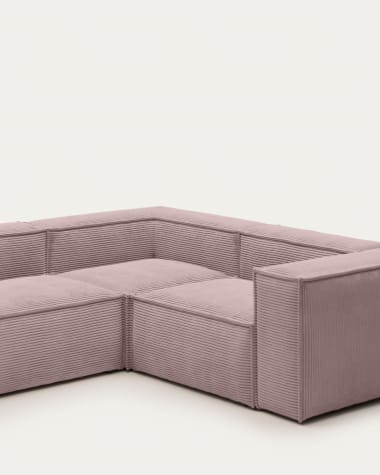 Blok 4-seater corner sofa thick pink corduroy 320 x 230 cm / 320 x 230 cm