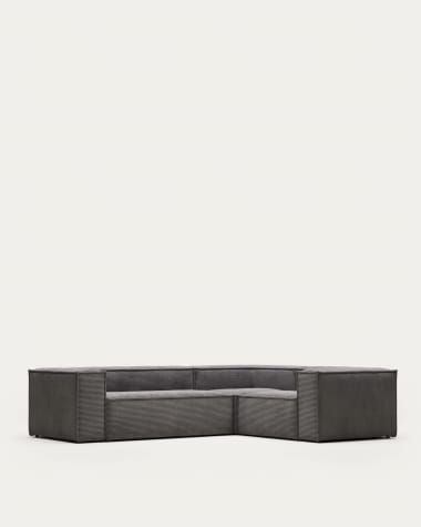 Blok 3-seater corner sofa thick grey corduroy 290 x 230 cm / 230 x 290 cm