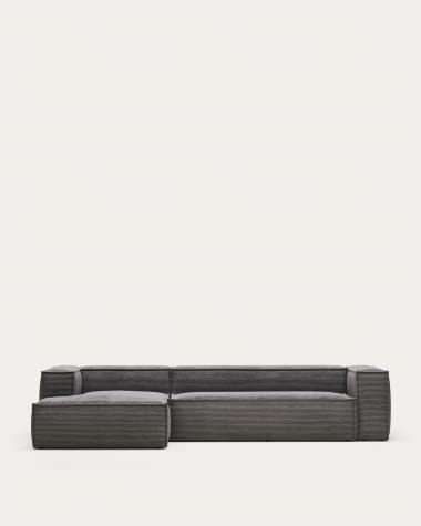 Blok 4-seater sofa with left chaise longue thick grey corduroy 330 cm