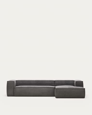 Blok 4-seater sofa with right chaise longue thick grey corduroy 330 cm