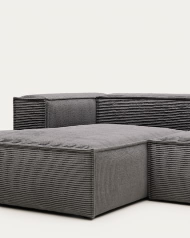 Blok 3-seater sofa with right chaise longue thick grey corduroy 300 cm