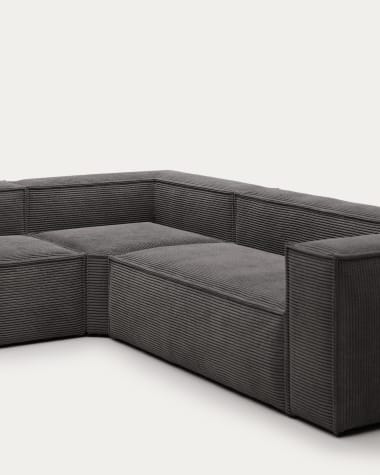 Blok 4-seater corner sofa thick grey corduroy 320 x 230 cm / 320 x 230 cm