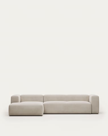 Blok 4-seater sofa with left chaise longue beige chenille 330 cm
