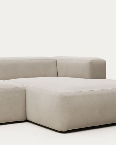 Blok 4-seater sofa with right chaise longue beige chenille 330 cm