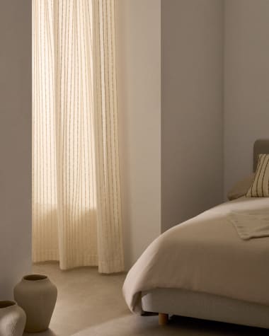 Arami curtain with braided jute embroidery detail 140 x 270 cm