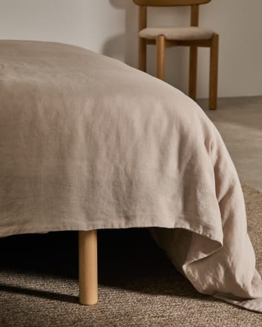 Ise bed base leg made of solid beech wood with a natural tone finish