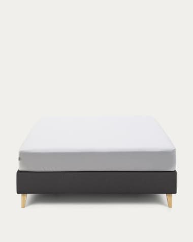 Nikos tall bed base in black with solid beech wood legs for a 180 x 200 cm mattress
