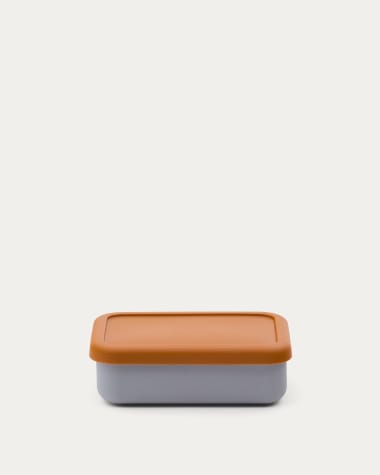 Lili lunch box in orange and blue silicone