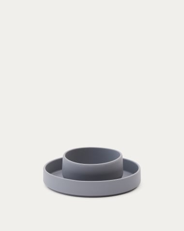 Lili plate and bowl set in blue silicone