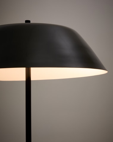 Sayra floor lamp made of black marble and metal in a black painted finish UK adapter