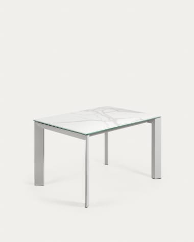 Mesa extensible Axis porcelánico acabado Kalos Blanco patas blancas 120 (180) cm