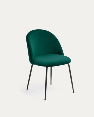 Ivonne chair velvet dark green and black metal