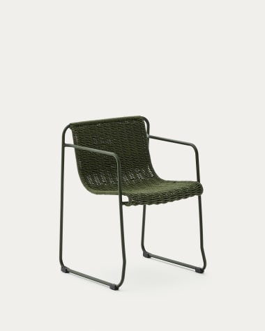 Chaise Maurina en acier galvanisé vert et corde verte