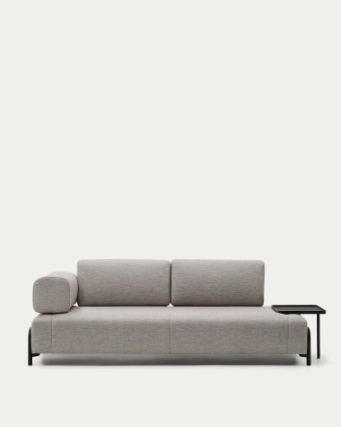 Divano Compo 3 beige grigiastro posti con vassoio grande 252 cm
