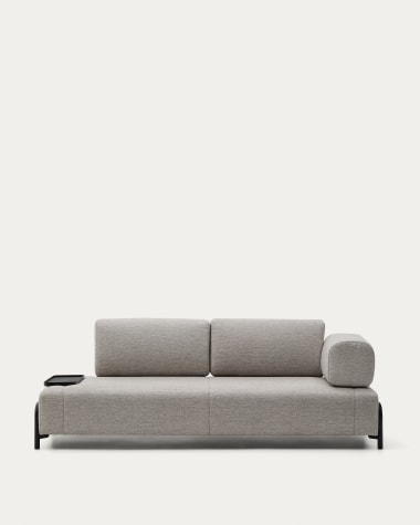 Divano Compo 3 posti beige grigiastro con vassoio piccolo 232 cm