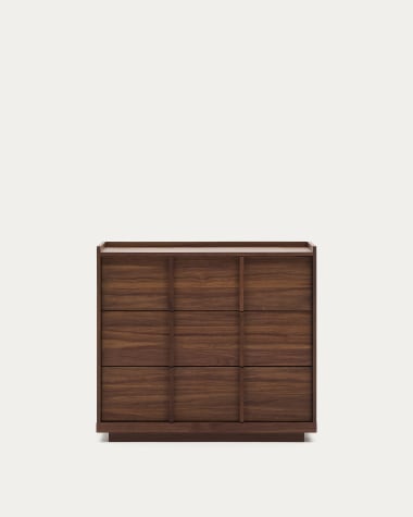 Onix chest of drawers with 3 drawers, walnut veneer, dark finish, 100x78cm FSC Mix Credit Assembled
