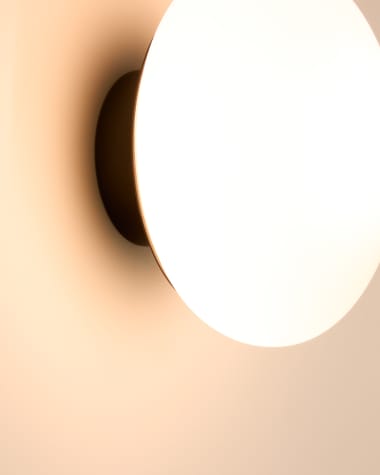 Lampada da parete Bamila in vetro fumé e metallo nero Ø15 cm