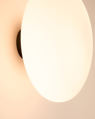 Lampada da parete Bamila in vetro fumé e metallo nero Ø 25 cm