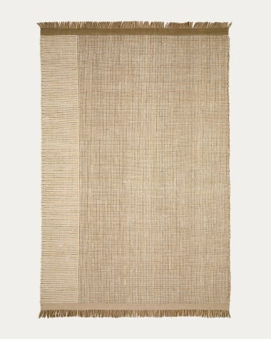 Tapis Blart en laine avec bandes latérales contrastées beige 160 x 230cm