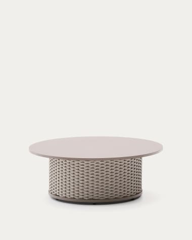 Τραπέζι σαλονιού outdoor Sedalis από αλουμίνιο και taupe σκοινί Ø99εκ