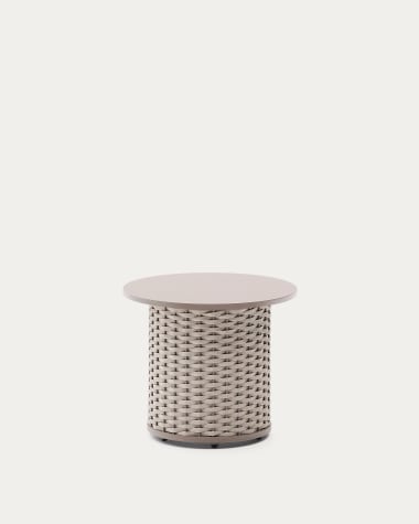 Βοηθητικό τραπέζι outdoor Sedalis από αλουμίνιο και taupe σκοινί Ø50 εκ