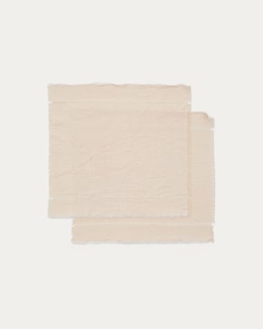 Zestaw 2 beżowych serwetek Nuvet ze 100% bawełny z efektem wystrzępienia 35 x 35 cm