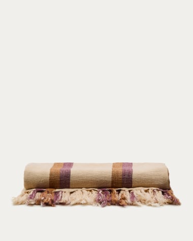 Arven multicoloured striped 100% linen blanket 130 x 170cm
